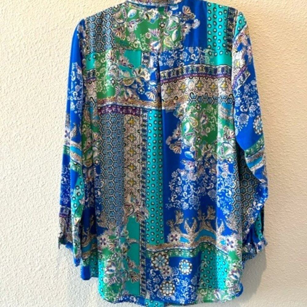 Joan Rivers Size 16 Patchwork Print Textured Blou… - image 7